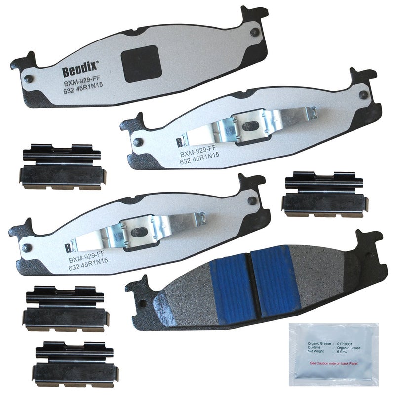 بنديكس وسادات فرامل أمامية شبه معدنية من Bendix Fleet Metlok MKD632FM لسيارة Ford Bronco 1996-1994، E-150 2003-2002، E-150 Econoline 2002-1994، E-150 Econoline Club Wagon 2002-1994، F-150 1996-1994 - Image 1